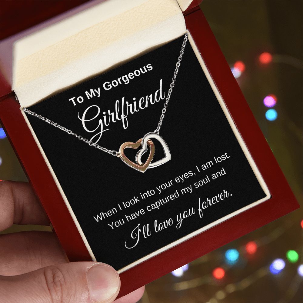 To My Gorgeous Girlfriend Interlocking Hearts Necklace