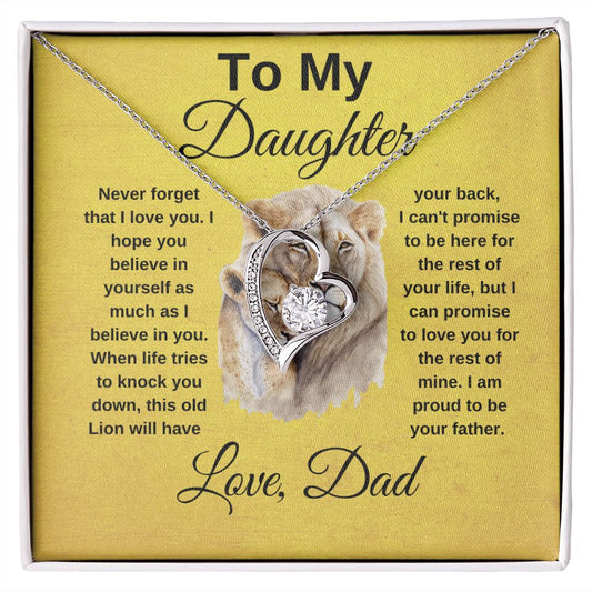 To My Daughter Heart Necklace Love Dad