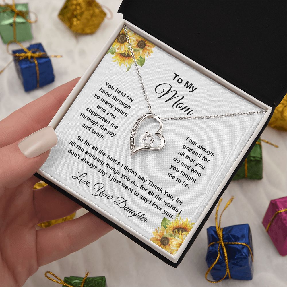 To My Mom Love Your Daughter Sunflowers Heart Necklace