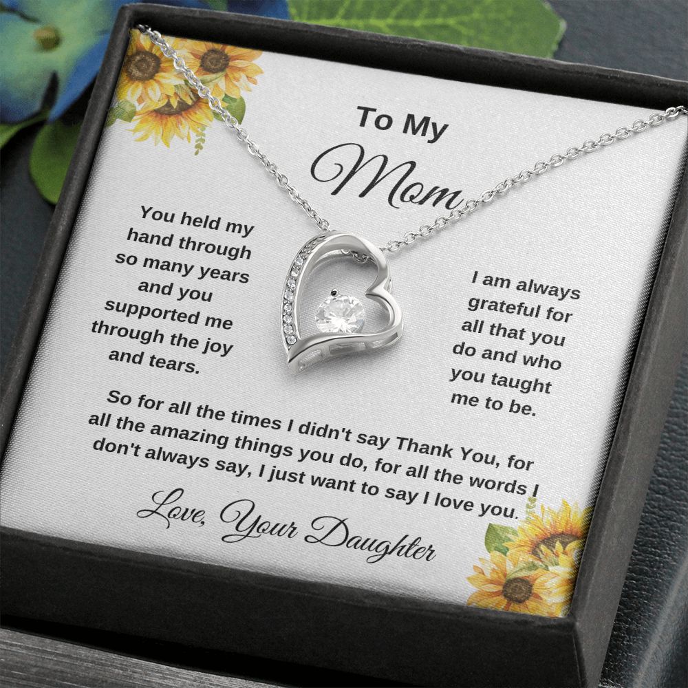 To My Mom Love Your Daughter Sunflowers Heart Necklace