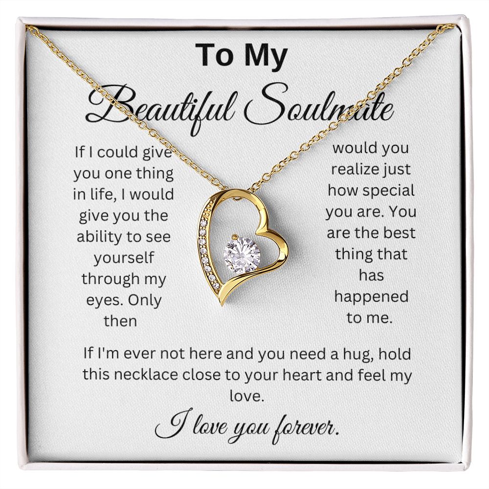 To My Beautiful Soulmate If I could Give You One Thing Heart Necklace