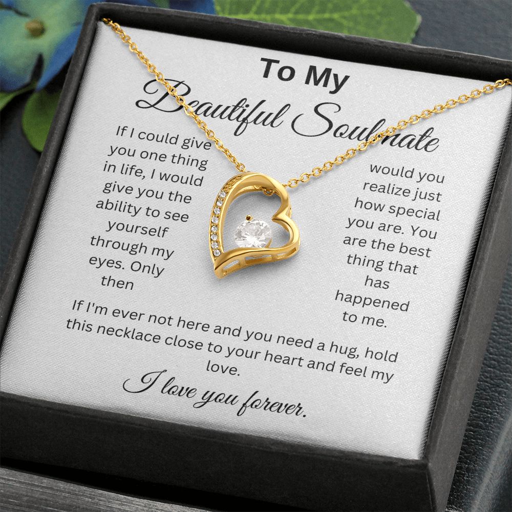 To My Beautiful Soulmate If I could Give You One Thing Heart Necklace