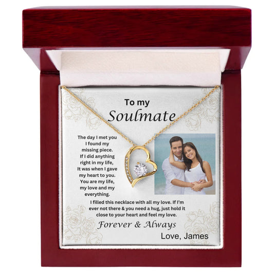 Forever Love Soulmate  Necklace - Personalized Card - 18k yellow gold finish