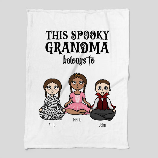 This Spooky Grandma Belongs to Halloween Personalized Cozy Plush Fleece Blanket – 30×40
