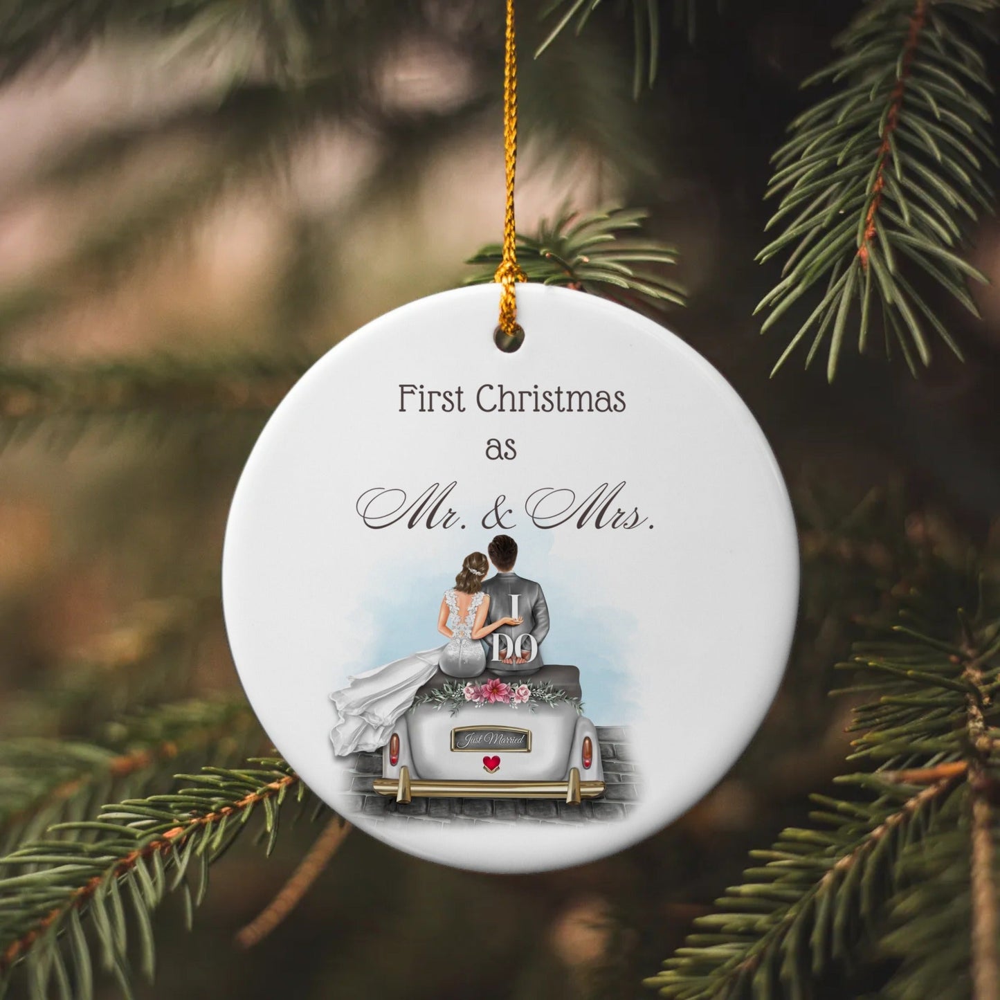 First Christmas as Mr. and Mrs.  Circle Ornament