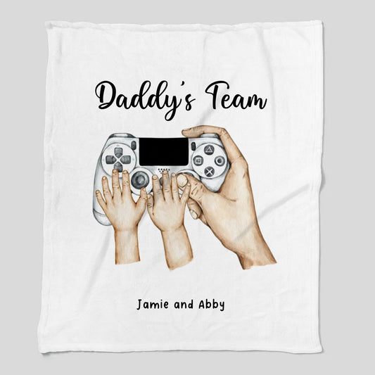 Daddy's Team Video Gamer Cozy Plush Fleece Blanket – 50×60