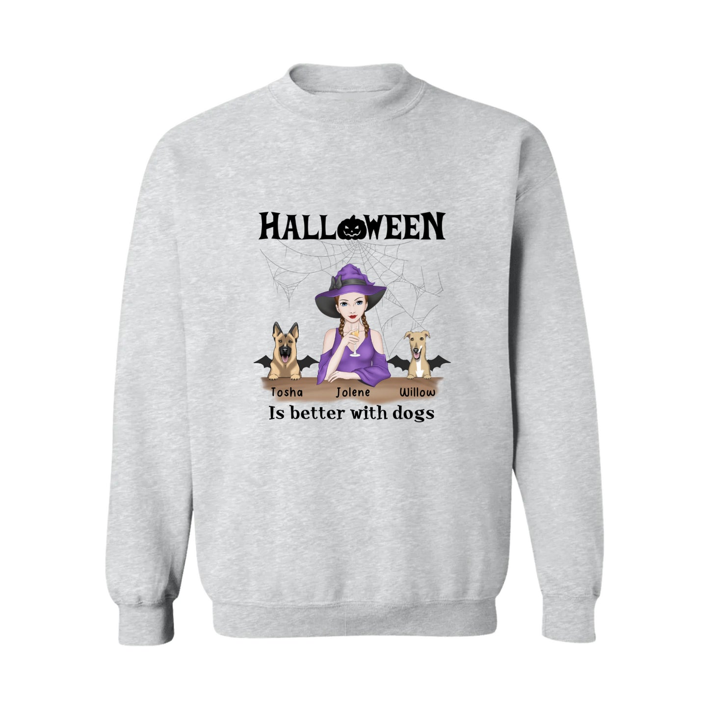 Halloween is Better With Dogs Personalized Crewneck Pullover Sweatshirt