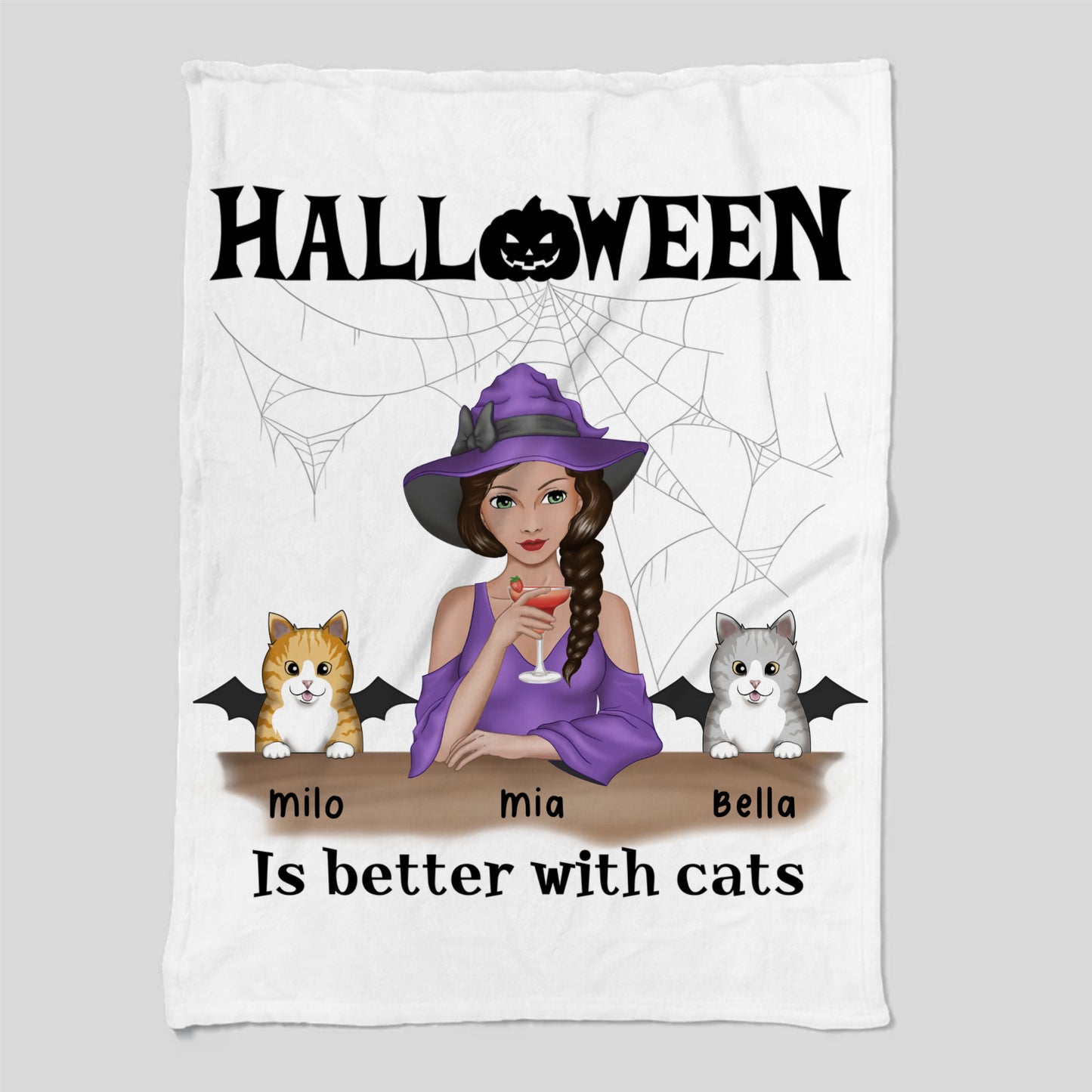 Halloween Is Better With Cats Cozy Plush Fleece Blanket – 30×40