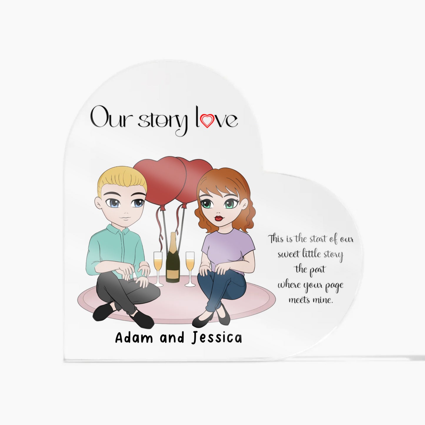 Custom Our Love Story Acrylic Heart