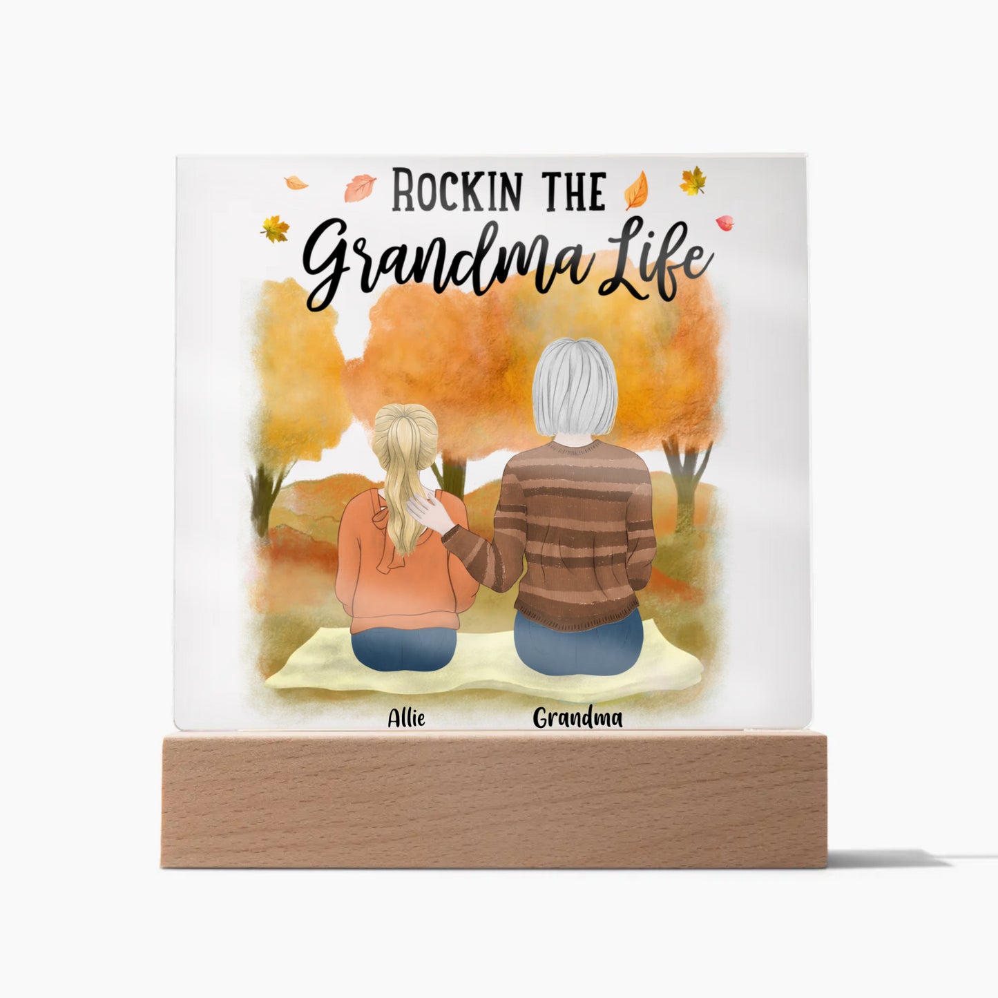 Autumn Rockin' The Grandma Life Acrylic Square Plaque