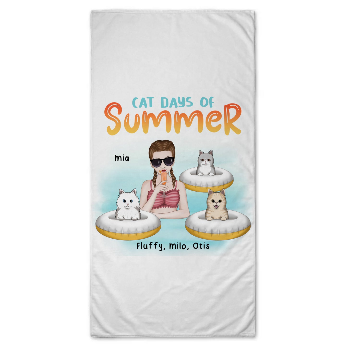 Cat Days of Summer Beach Towel – 35×70