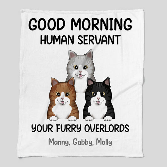 Good Morning Servant Cats Cozy Plush Fleece Blanket – 50×60