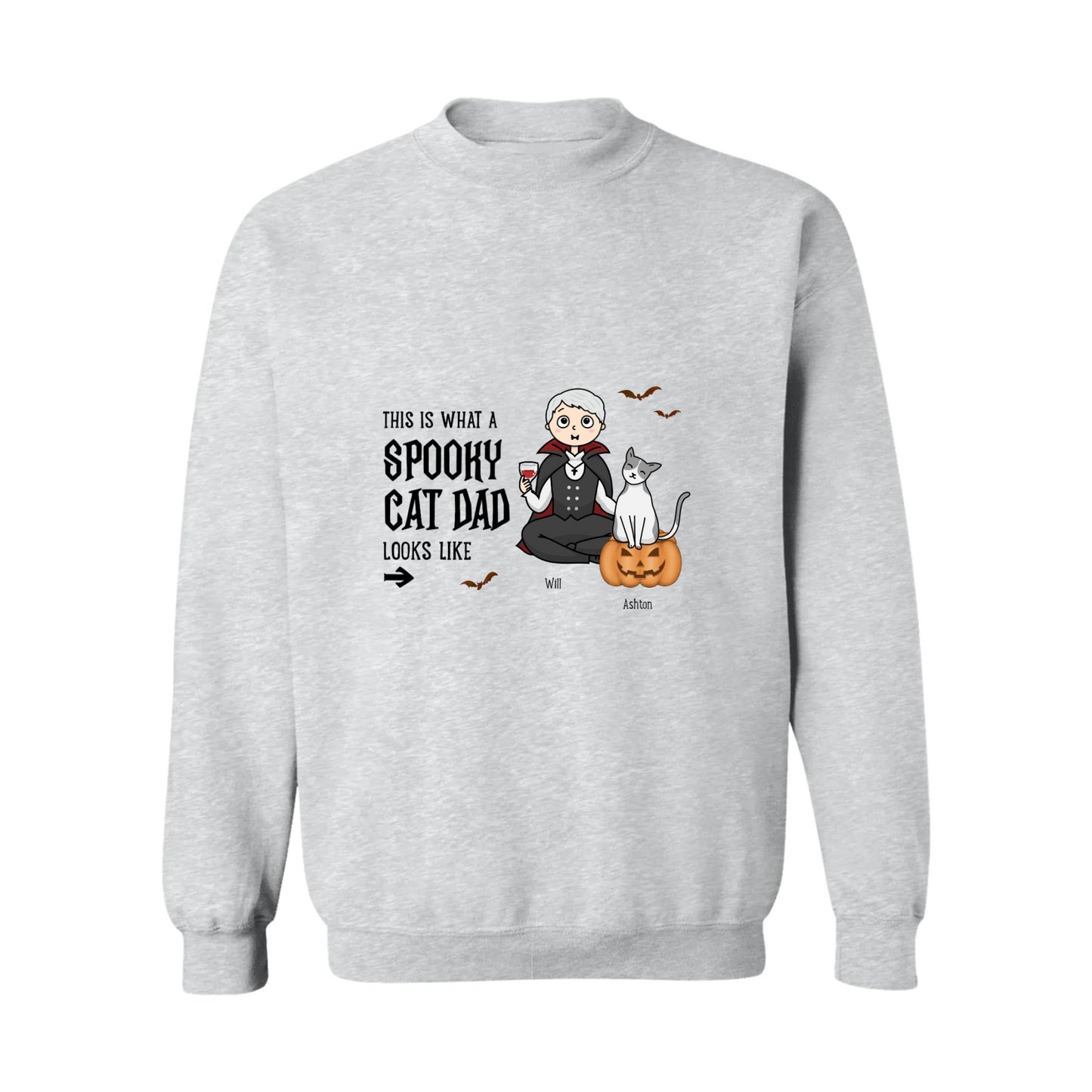 This is what a Spooky Cat Dad Looks Like Crewneck Pullover Sweatshirt