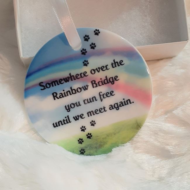 Rainbow Bridge Pet Memorial Christmas Ornament